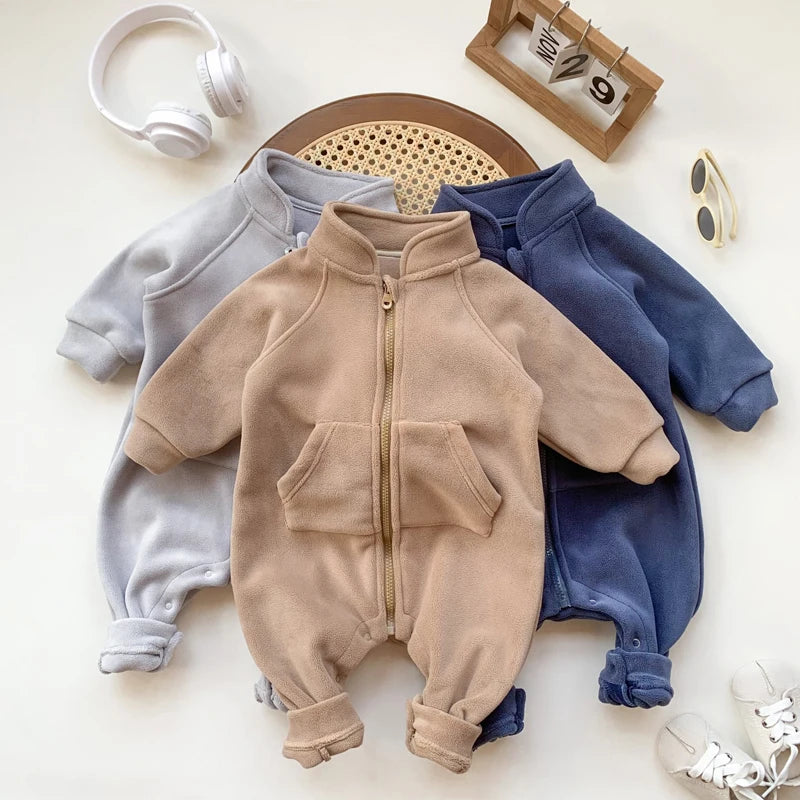 IYEAL Baby Boy Clothes Girl Rompers Newborn Infant Baby Clothing Soft Warm Fleece Jumpsuit Playsuit Autumn Toddler Outwear
