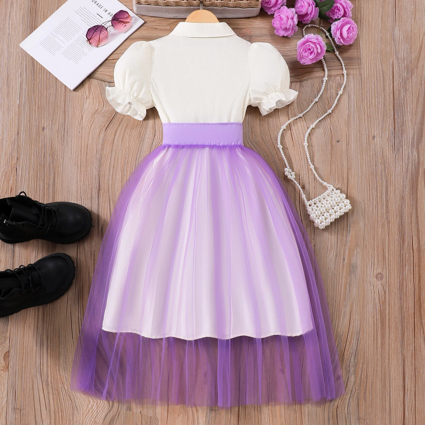 Teen Girl Dress Summer Black Retro Short Sleeve Children Dresses Fashion Girl Costume Party Big KIds Outfit 7 8 9 10 11 12Yrs