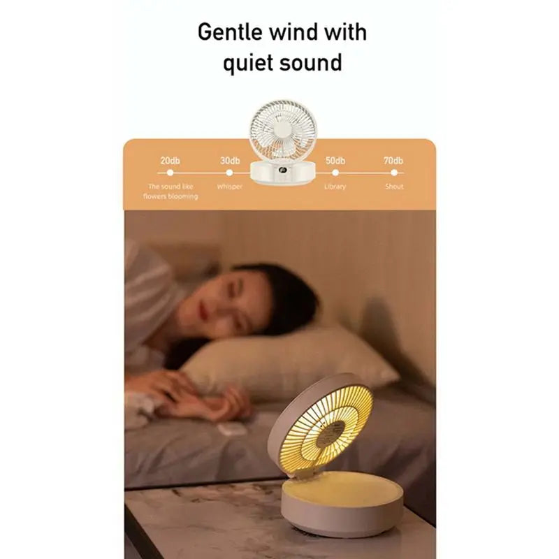 A74X-Remote Control Wireless Wall Mounted Circulation Air Cooling Fan With LED Light Folding Electric Ventilator Table Fan
