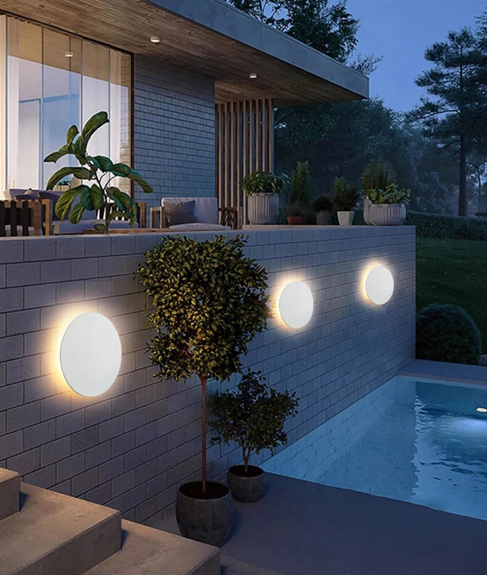 Outdoor Waterproof Wall Lamps Round Aluminum Wall Light Porch Courtyard Lamp Exterior Wall Sconce Waterproof Lighting
