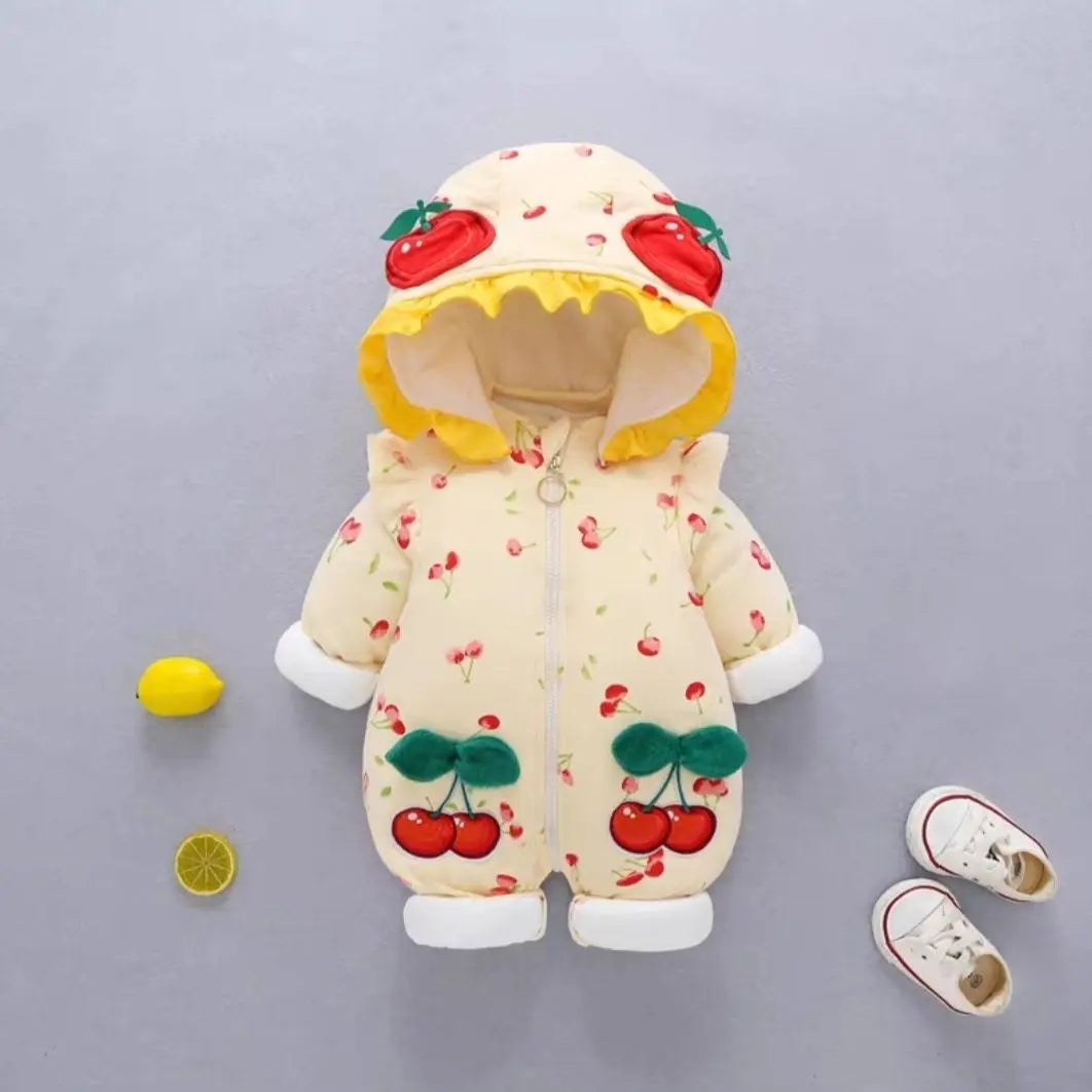 Jumpsuit Baby Winter Thickened Jumpsuit Newborn Boy Girl Removable Hood  Cuddling Clothes Quilted Princess Romper  Clothes