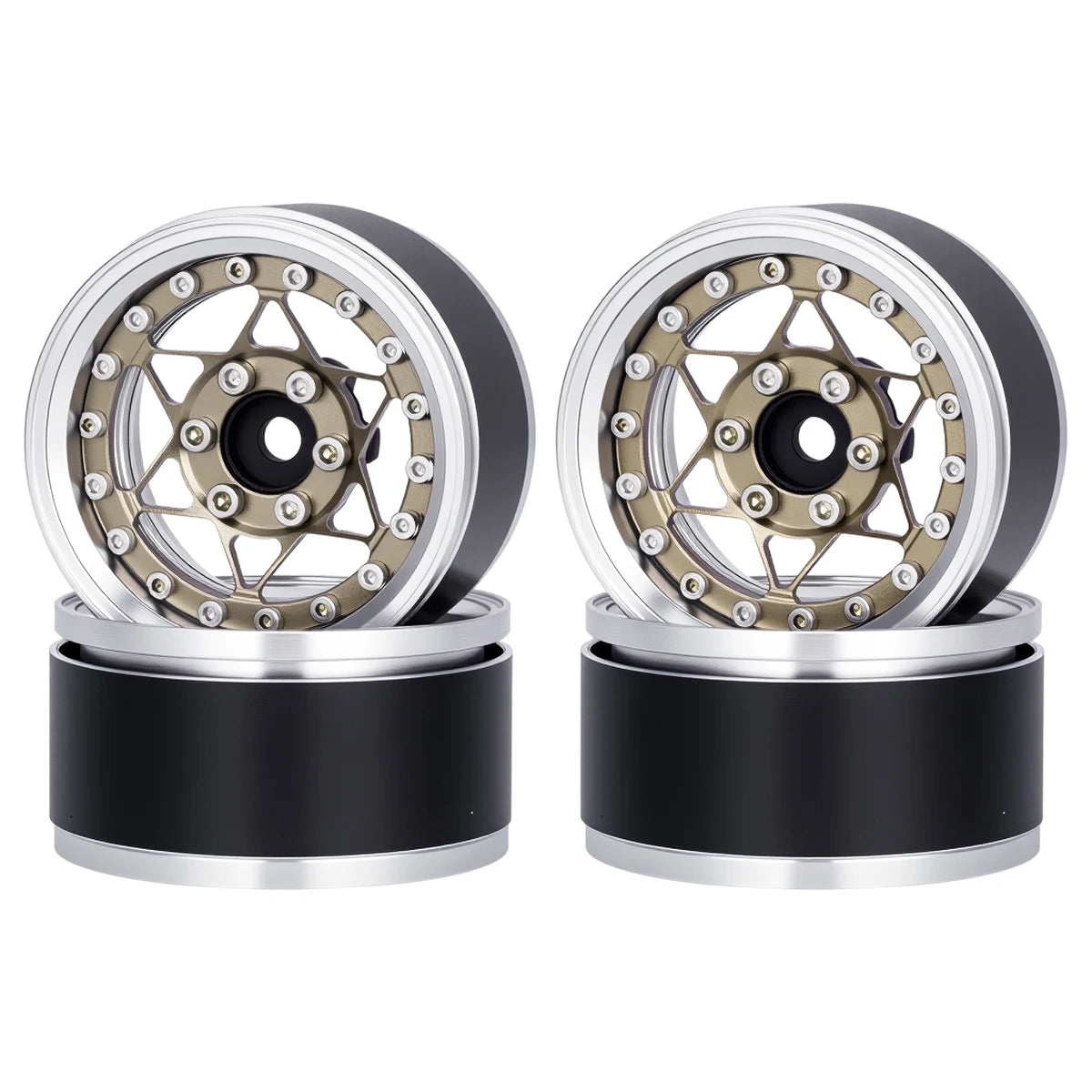 Universal CNC Aluminum 1.9" Beadlock Wheels for 1/10 RC Crawler - Fits Axial SCX10, TRX4, TRX6, Redcat Gen8, D90 Upgrade Parts