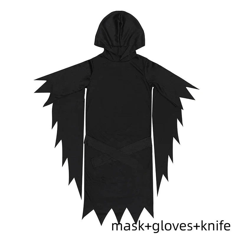 Kids Scream Costume Children Fancy Dress Halloween Party Horror Death Ghostface Costume Boys Teens