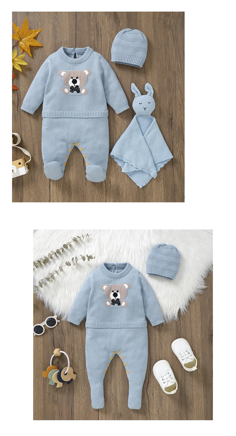 Sweet Autumn Winter Long Sleeve Baby Boys & Girls Rompers + Hat Outfits Soft Knitwear Newborn Infant Bodysuit Jumpsuit Playsuit