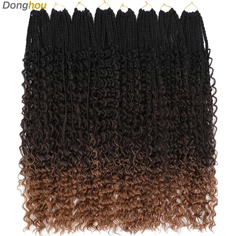 14 18 24 Inch Boho Box Braids Crochet Braids Curly Ends 1B 30 27 #4 Bug 8 Colors Ombre Goddess Bohemian Box Braids Crochet Hair
