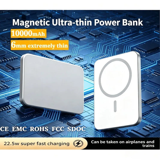 2026 Latest 6mm mini Ultra-Thin 10000mAh Wireless Magnetic Power Bank Type-C 20W Ultra-Fast Power Bank Portable Charger