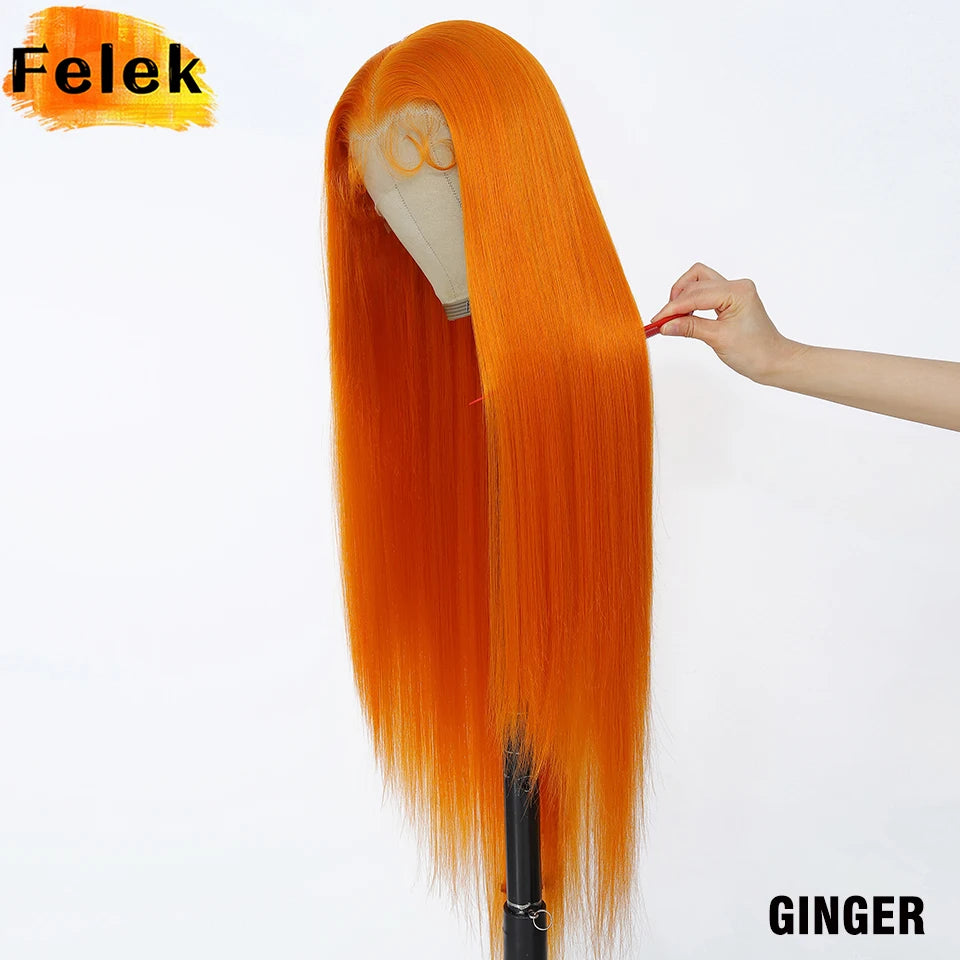 Highlight 13x6 Synthetic Lace Frontal Wigs For Women 40 Inch Long Silky Straight Lace Front Wigs High Quality American Afro Wigs