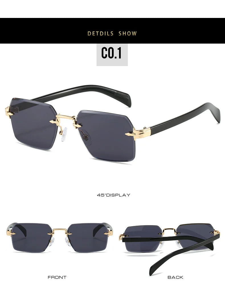 Fashion Rimless Sunglasses Men Women Popular Frameless Sun Glasses Male Female Classic Small Square Summer Travel Shades
