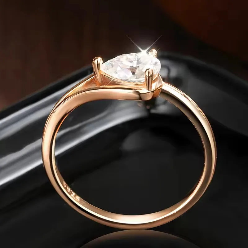 BXINY 1CT Pear Cut Moissanite Rings 925 Sterling Silver for Women Solitaire Lab Diamond Wedding Band Gifts Fine Jewelry with GRA