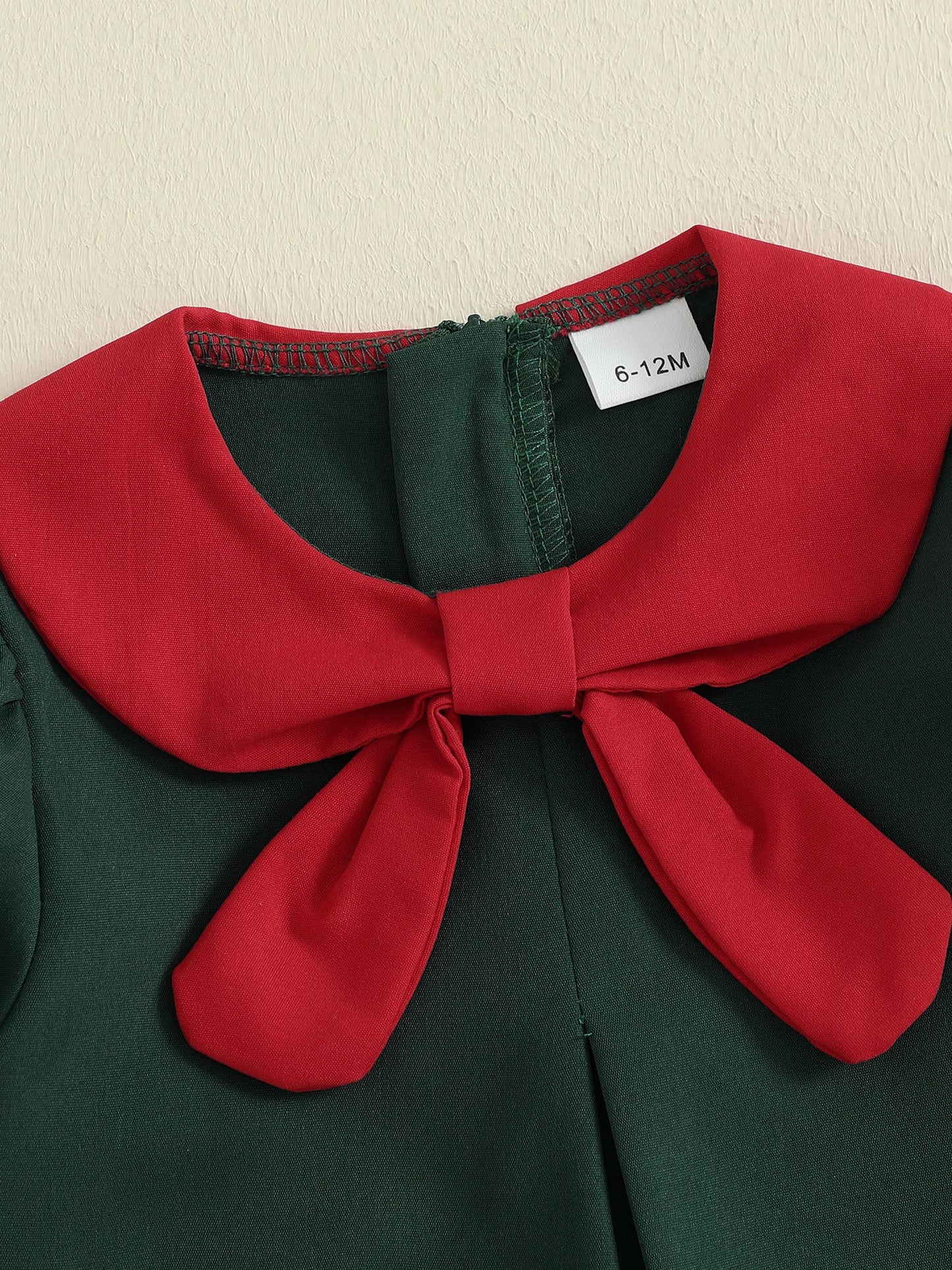 Tregren Toddler Girl Christmas A-Line Dress Reindeer Embroidered Doll Collar Short Sleeve A-line Dress New Year Festival Clothes