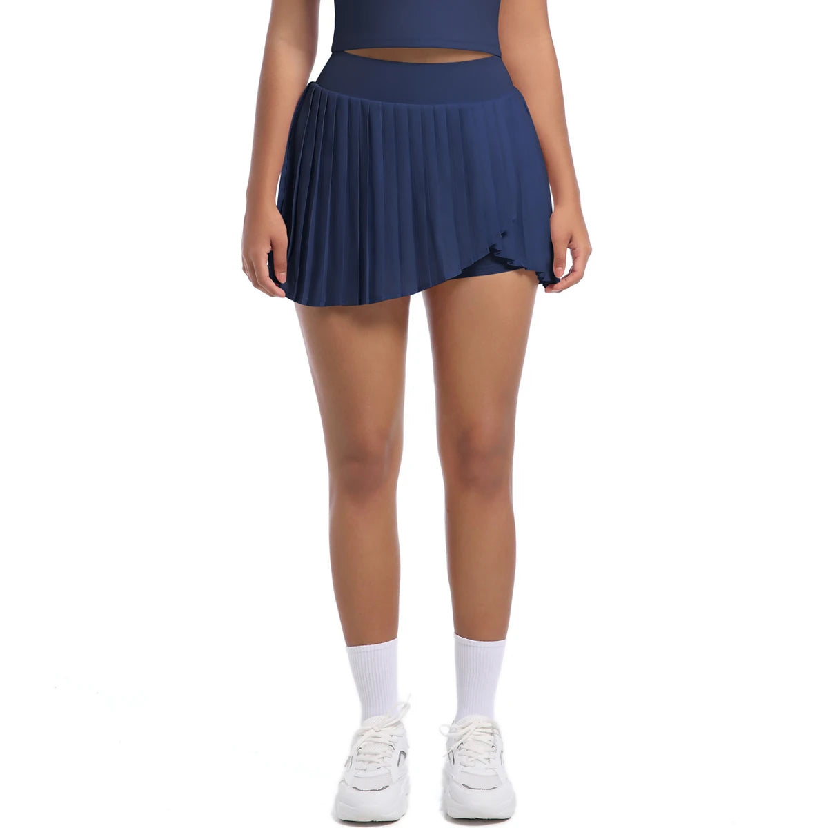 New Pleated Skirt With Pockets Summer Gym Sport Yoga Short Skirt Solid Color Tennis Skirt False Two-piece Sunscreen Tennis Skirt