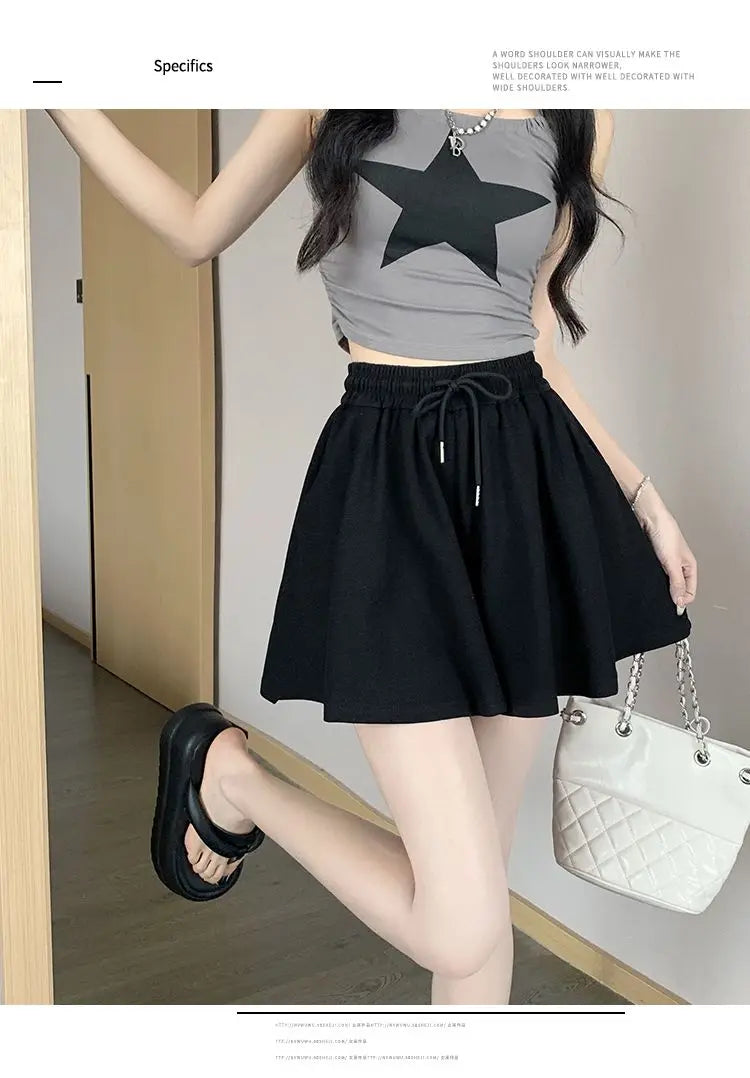2026 High Waist Wide Leg Sports Shorts Women's Summer New Loose Fit A-Line Shorts Casual Versatile Comfortable Short Pants