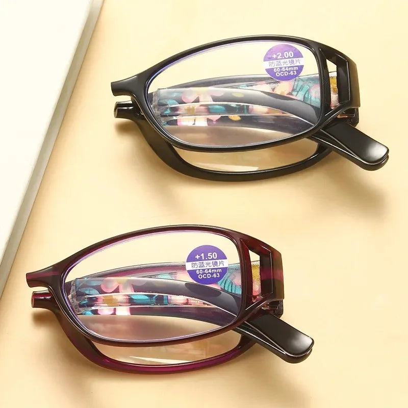 New Folding Reading Glasses Women Men Anti-Blue Light Portable Magnifying Presbyopia Eyewear +100+400 Eyeglasses