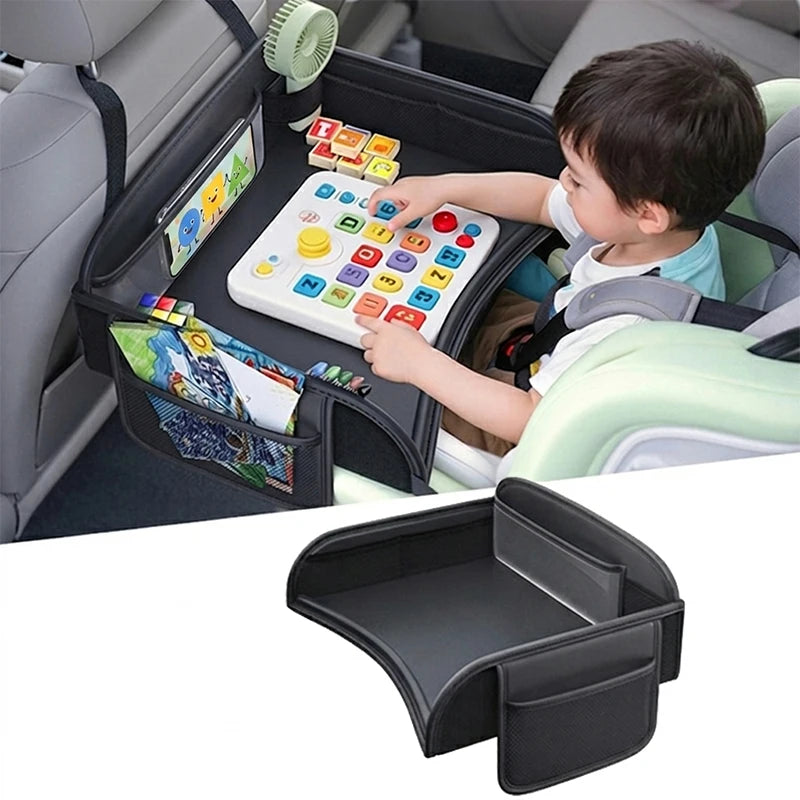 Car Seat Back Hanging Bag For Rear Seat Kids Lunch Desk Food Tray Long Trip Watching Movie Phone Holder Large Capacity Bags