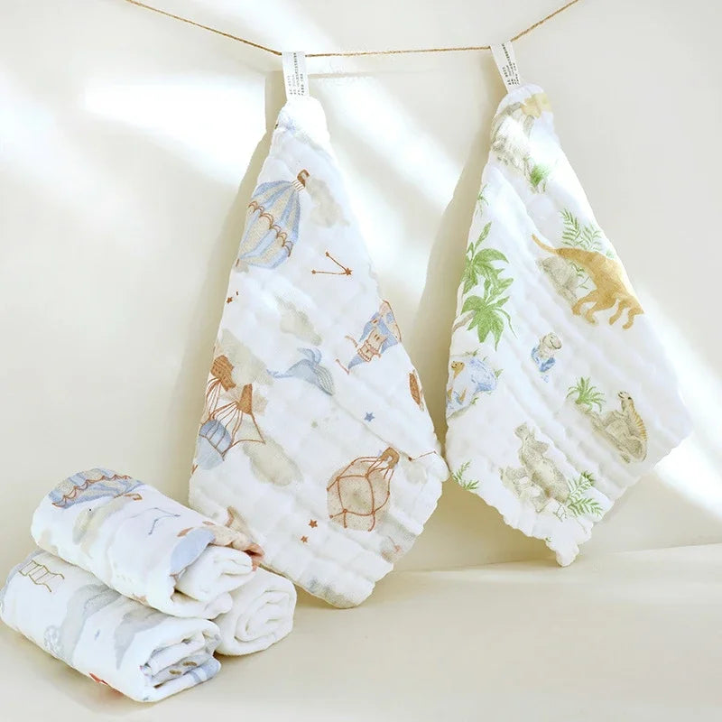 5pcs Cotton Muslin Baby Face Towels 6 Layer Gauze Square Burp Cloths Newborn Baby Hand Towel Soft Wash Handkerchief Baby Items