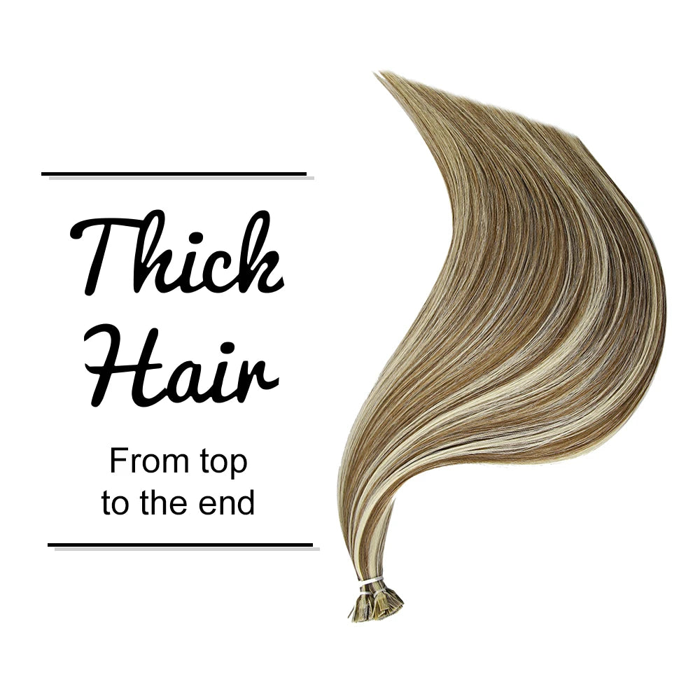 New Flat Tip Hair Extension Human Hair Straight Flat Tip Human Fusion Hair Natural Brazilian Keratin Capsule Real Human Hair 613