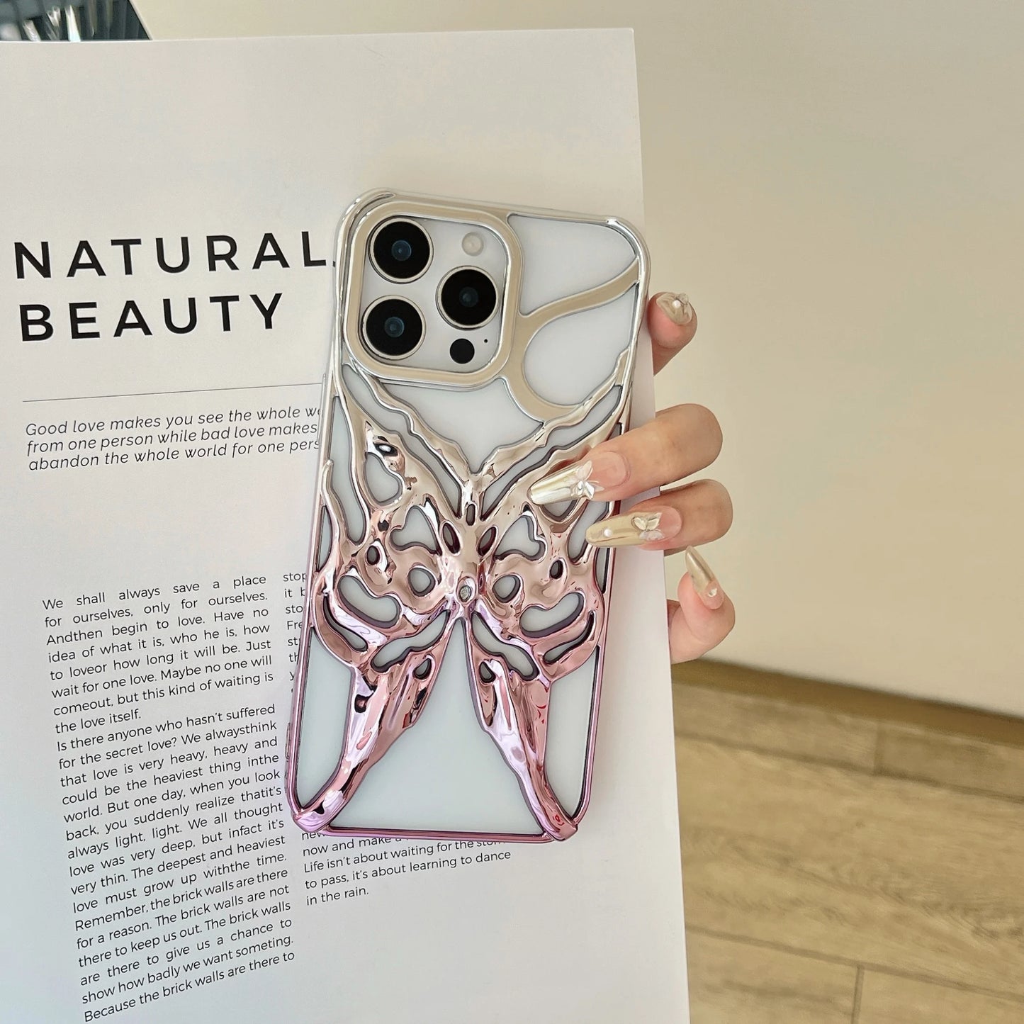 Plating Butterfly Hollow Out Gradient Color Soft Phone Case for iPhone 11 12 13 14 15 16 Pro Max Heat Dissipation Cooling Cover