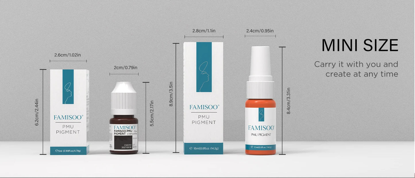 FAMISOO 15ml Permanent Makeup Pigment Microblading Paint Ink Body Art Eyebrows Eyeliner Tattoo Inks Makeup Supplies 0.5OZ