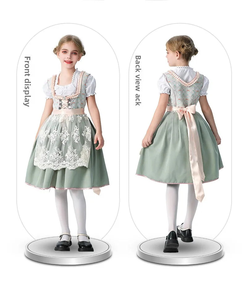 Girls Halloween Costume Bavaria Children's Clothing German Oktoberfest Munich Farm Pastoral Dress Flower Girl Outfit