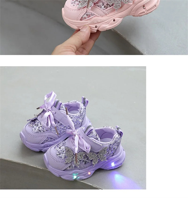 2026 New Girls Soft Sole Non-Slip Shoes Cute Princess Casual Sneakers Lightweight Sport Shoes for Toddler Little Girls Spring