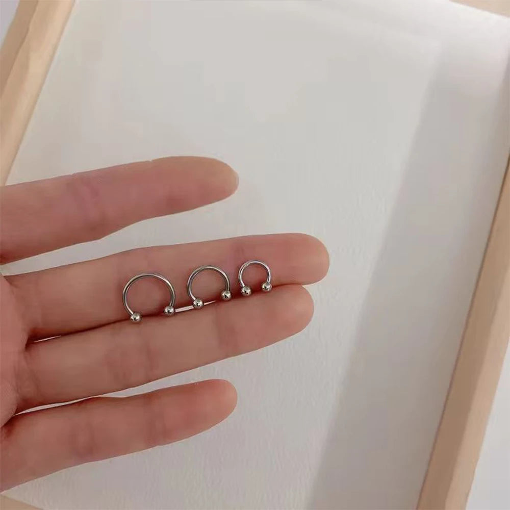10Pcs ASTM F136 Titanium Horseshoe Piercing Intemal Thread Nose Ring U Shape Hoop Ear Septum Helix Lip Tragus Piercing Jewelry