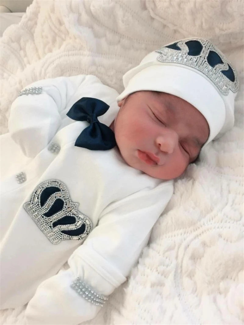 Newborn Baby Boy Outfits Set Kids Clothing Real Cotton Infant Care Products Body Suit Shirt Pants Mittens Receiving Blanket