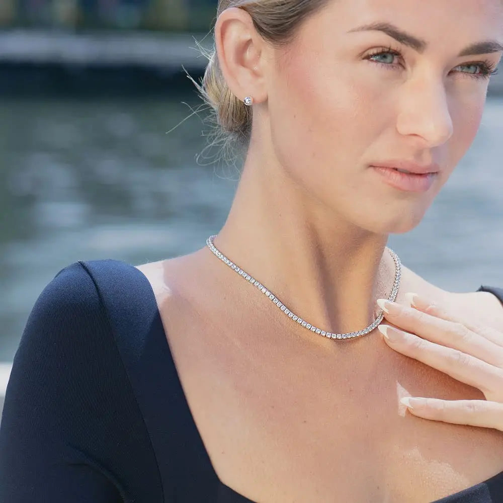 NY 2026 New Copper Material 2/3/4/5mm Iced VVS Moissanite Sparkling Tennis Chain Gift to Women With Exquisite Jewelry Necklace