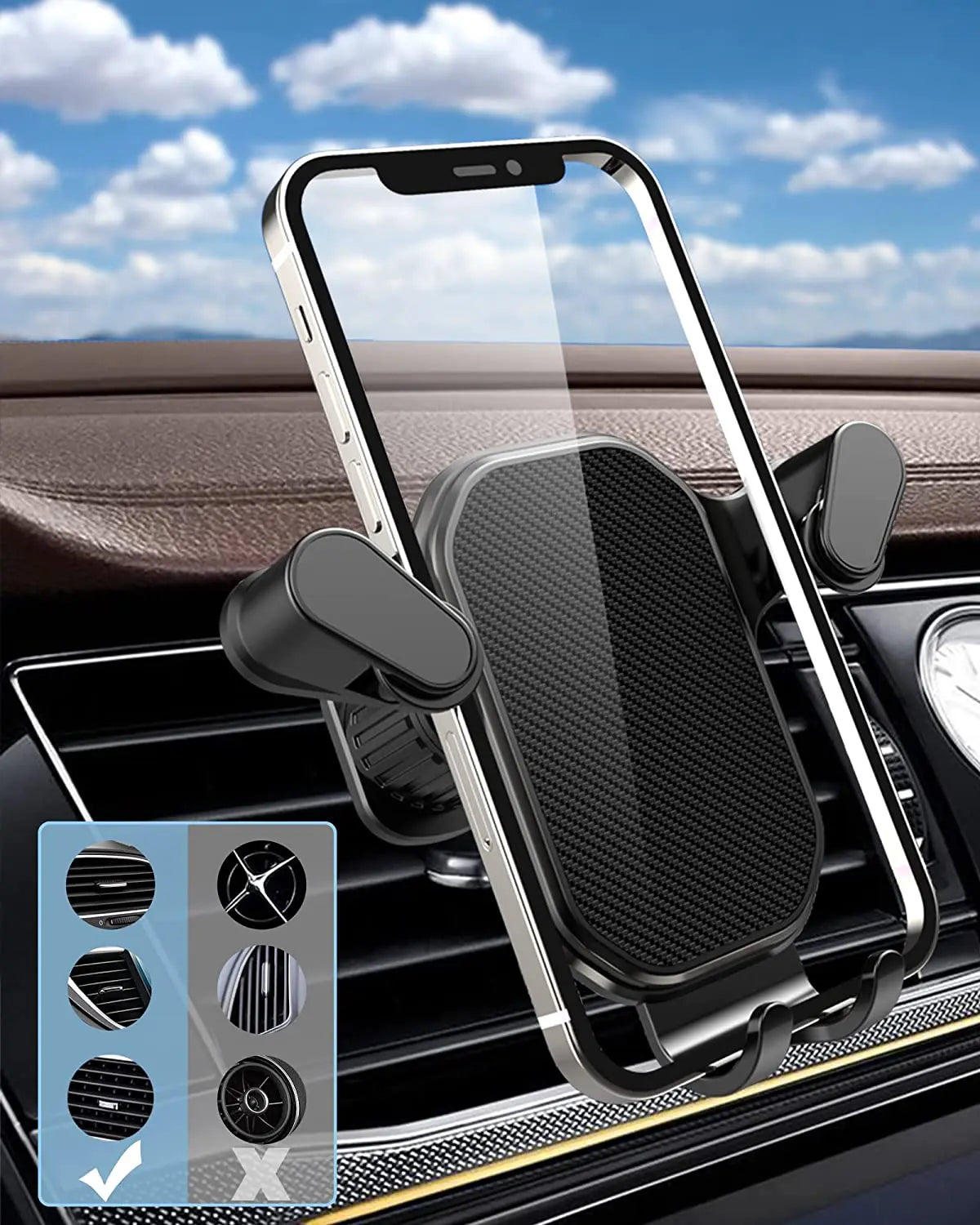 Universal Gravity Car Cell Phone Holder Mobile Phone Stand GPS Navigation Support Car Air Vent Mount Bracket For iPhone Realme