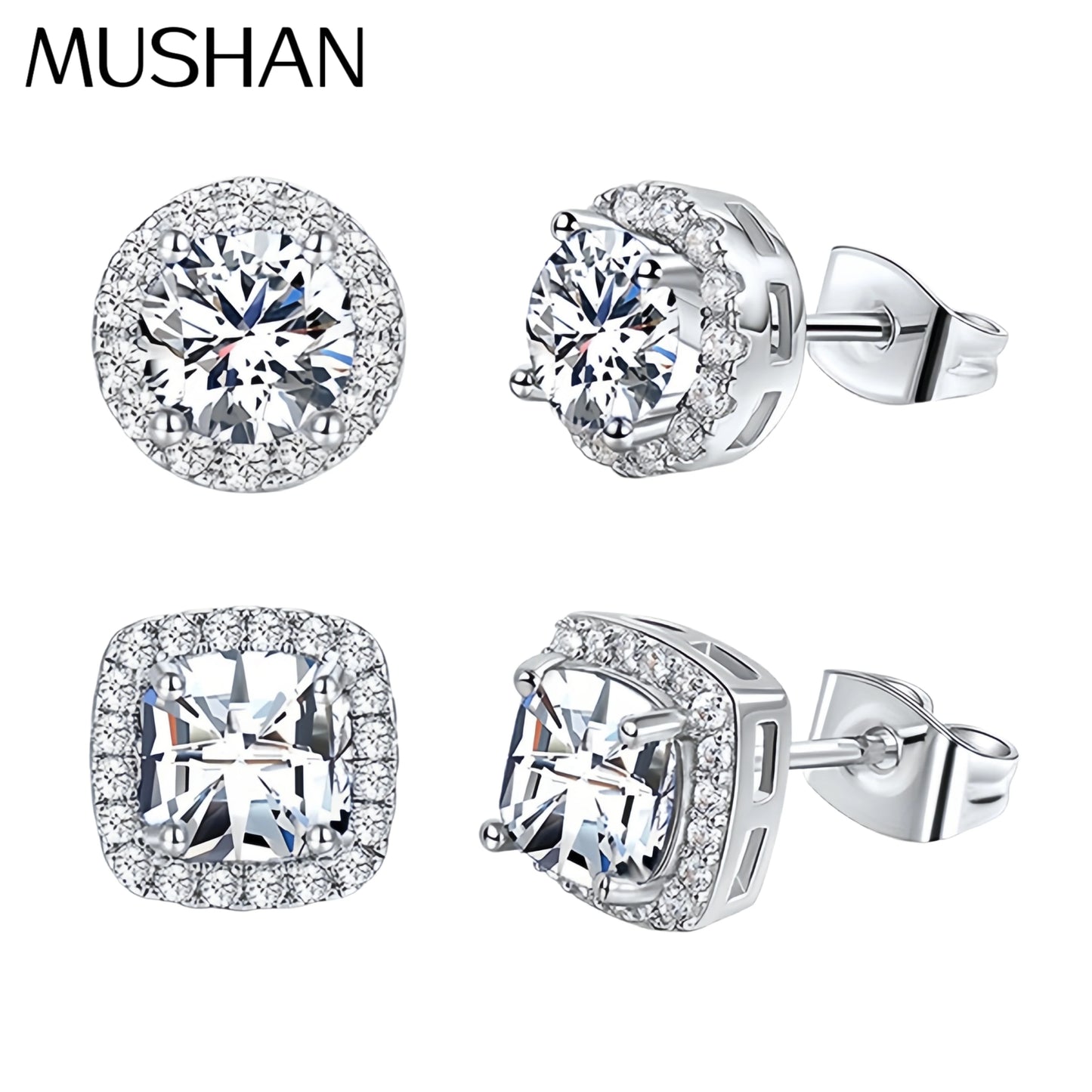 MS Luxury Jewelry 925 Sterling Silver Stud Earrings For Women Gemstones 7A Cubic Zirconia Ear Pin Earrings Stud Fine Jewelry