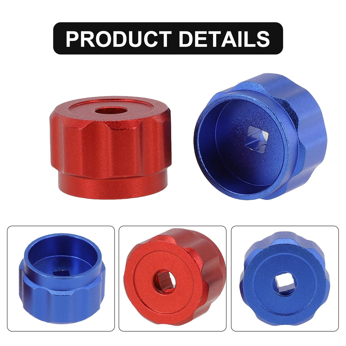 2Pcs Round Wheel Handle Faucet Handles Manifold Gauges Knob Aluminum Alloy Red Blue 34mm Diameter 6.6mm Square Mounting Hole