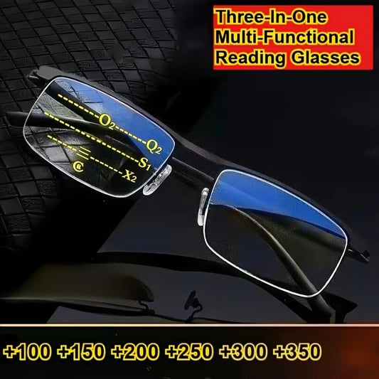 2026 Intelligent Zoom Progressive Multi-Functional Reading Glasses Women Men Multifocal Anti-Blue Light Hyperopia Eyeglasses