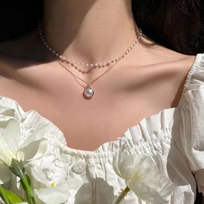 White Imitation Pearl Choker Necklace Elegant Big Round Pearl Wedding Necklace for Women Charm Fashion Jewelry Gifts