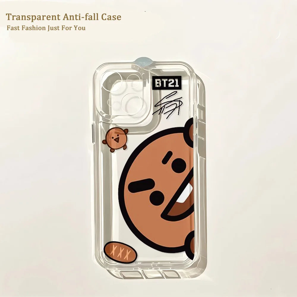 Cute Cartoon -Y-BT-21-Phone Case For iPhone 17 16e 16 15 14 13 12 11 Mini Air Pro Max X XR 7 8 Plus Transparent Soft Back Cover