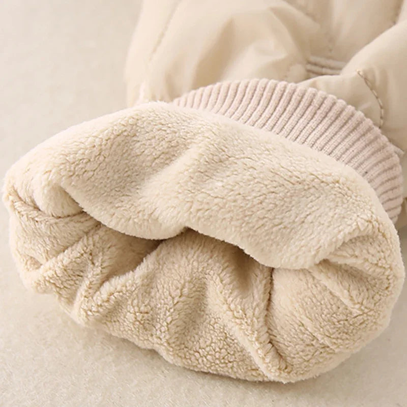 Autumn Winter Baby Clothes 0-2Y Newborn Thick Jumpsuit Boys Fur Lining Warm Romper Toddler Girls Cute Hooded Outdoor Clothing