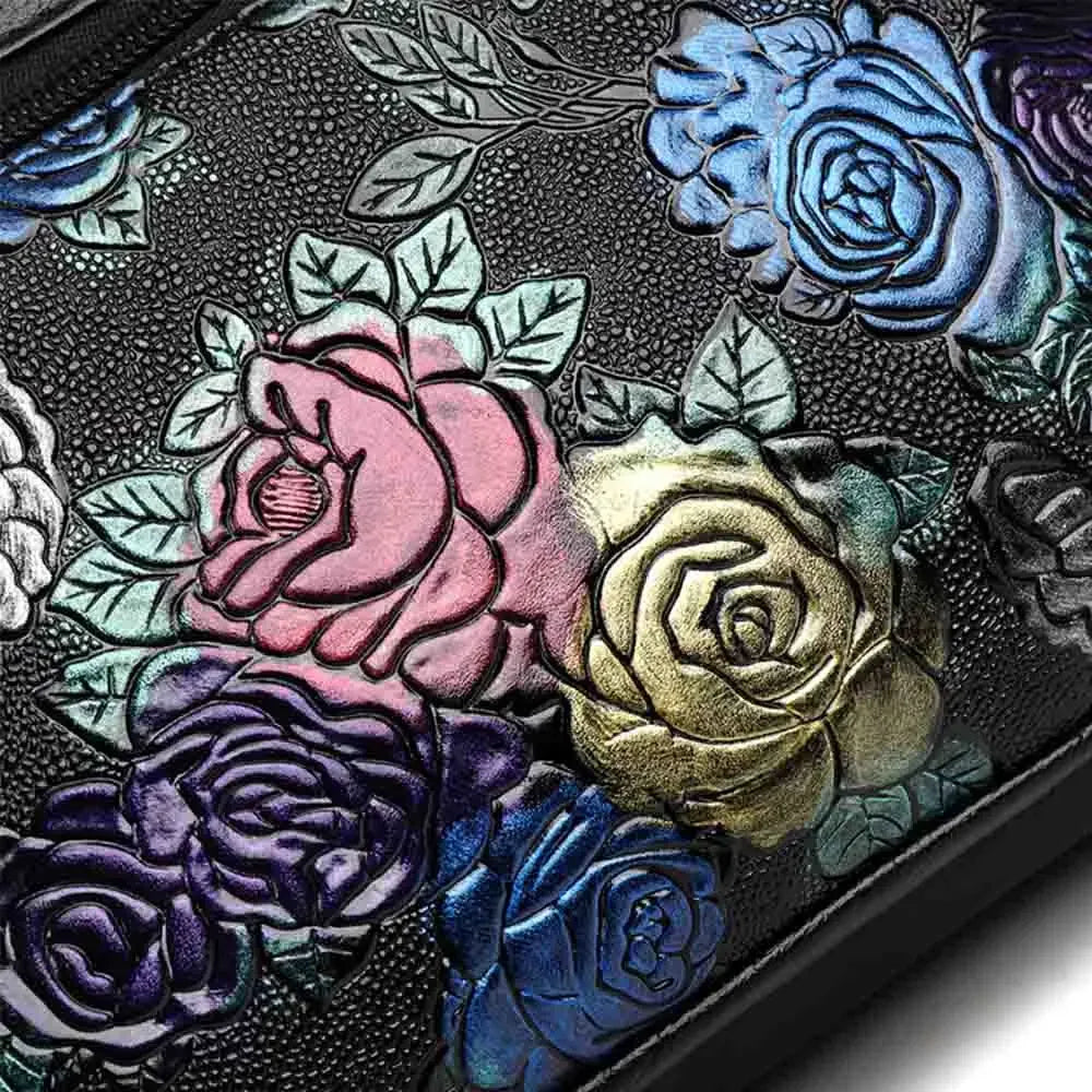 Luxury Soft Leather Women Messenger Shoulder Handbags and Purses Flowers Multi-pocket Crossbody Mommy Bag Ladies Sac 2022 New