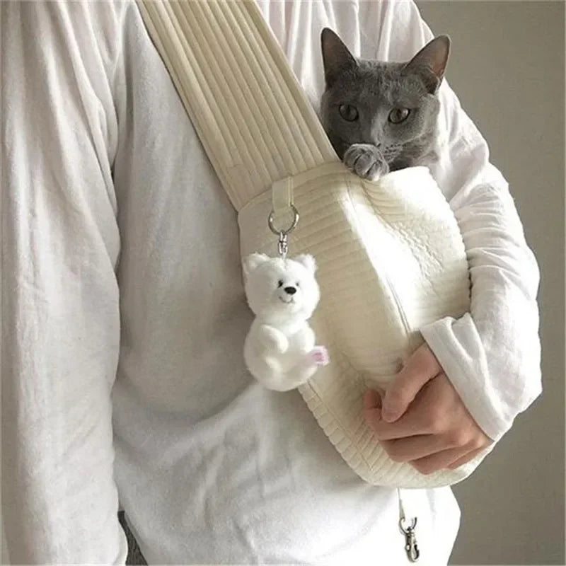 Portable Outdoor Travel Puppy Cat Carrier Crossbody Shoulder/Sling Bag Lightweight Pet Carrying Bag Practical Pet Travel Supplie