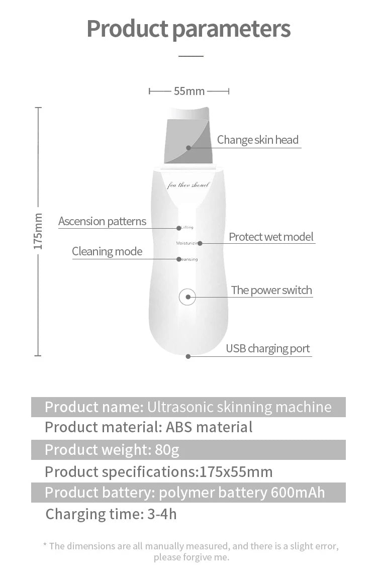 Portable Skin Scrubber Peeling Machine 90g Facial Peeling Device USB Rechargeable Blackhead Remover Travel Beauty Tool
