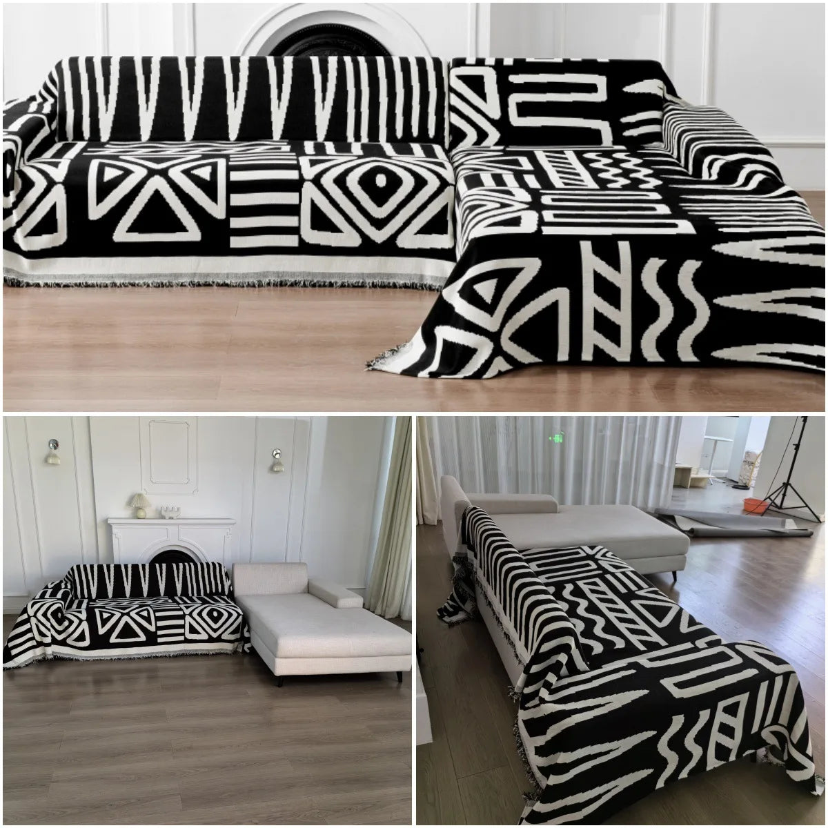 Bohemia Jacquard Slipcover Chenille Sofa Cover with Tassels Sofa Towel Living Room Camping Multipurpose Blanket Furniture Decor