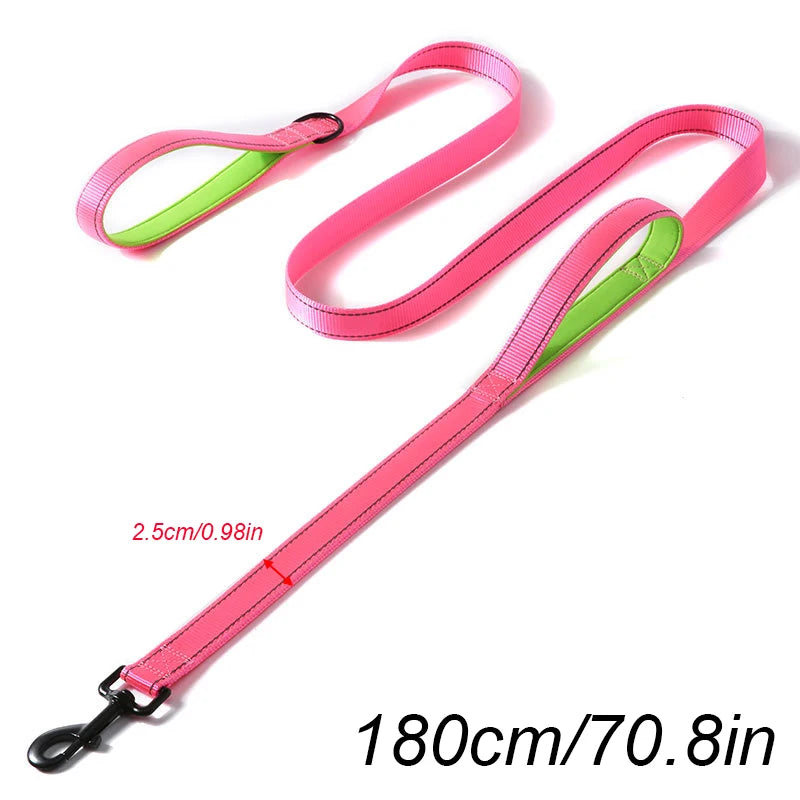 Dog Leashes Outdoor Travel Dog Training Chain Heavy Duty Double Handle Lead for Control Safety Nylon Dog Leash Training Control