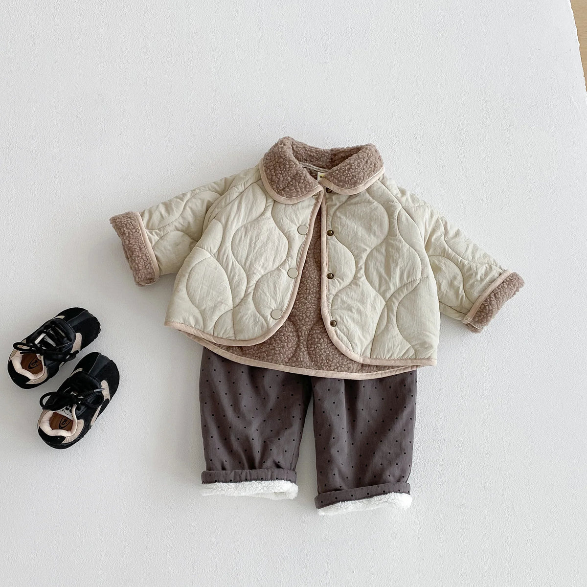 Kids Long Sleeve Warm Home Clothes Toddler Kids Girl Clothes 1-6Y Korean Retro Plus Velvet Baby Boy's Coat 2025 Autumn Winter