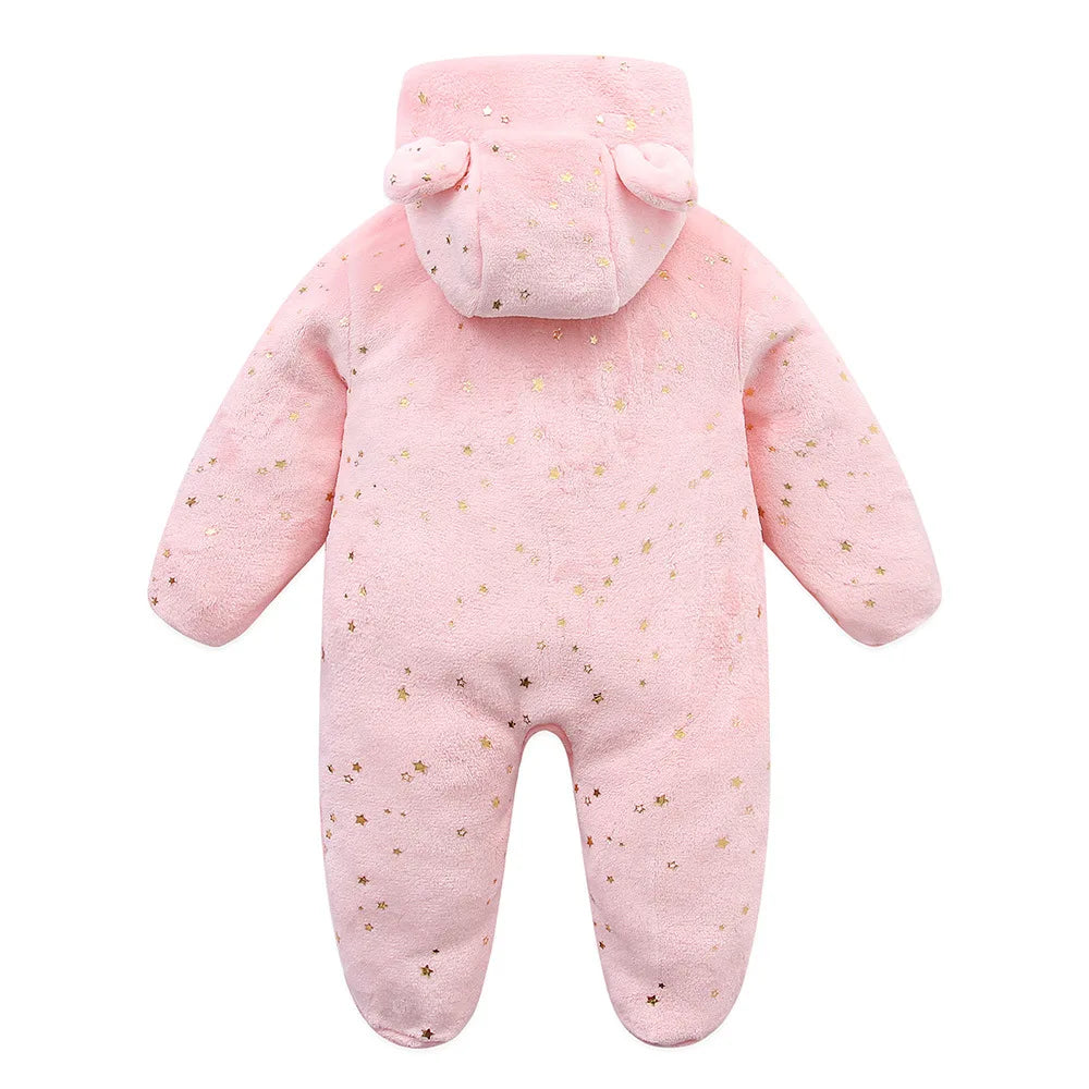 Newborn Baby Flannel Rompers Soft Warm Autumn Winter Bodysuit For Boys Girls Bear Stars Jumpsuit 3-12m Newborn Casual Clothes