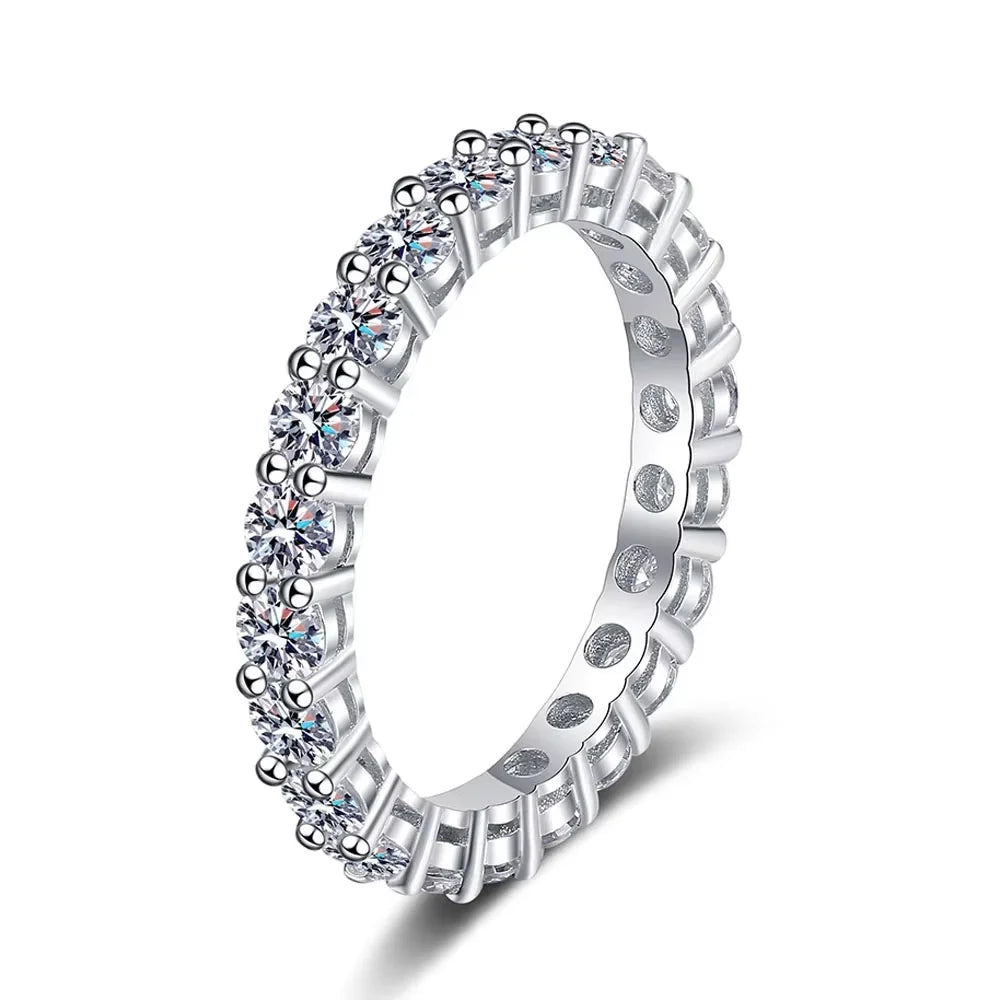 Serenity 3mm 5mm D Color All Moissanite Row Rings For Women Wedding Bridal 100% S925 Sterling Silver Plated 18K Eternity Rings