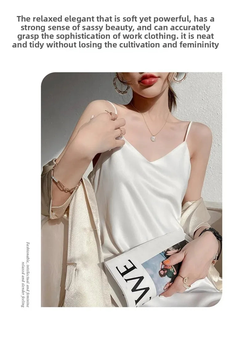 Silk V-neck Slim-fit Satin Dress Sexy Strap Long Gown for Women New 2025 Spring Summer Inner Wear Dress Elegant Lady Dress