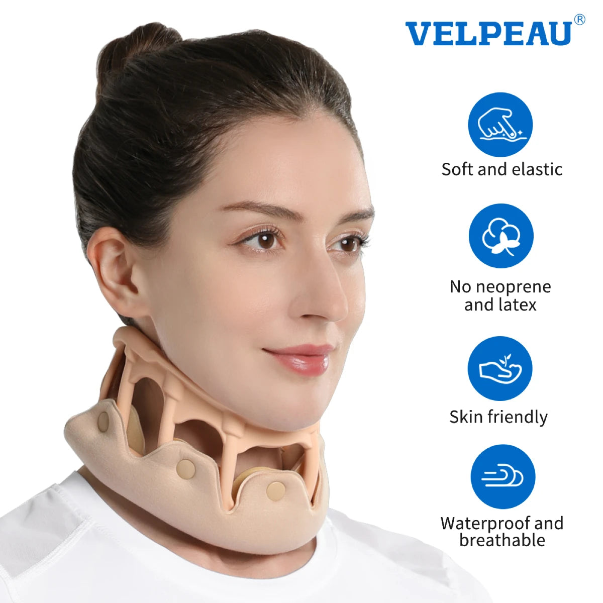 VELPEAU Silicone Neck Brace, Neck Support for Spine Pressure and Posture Correction, Cervical Collar Breathable & Waterproof