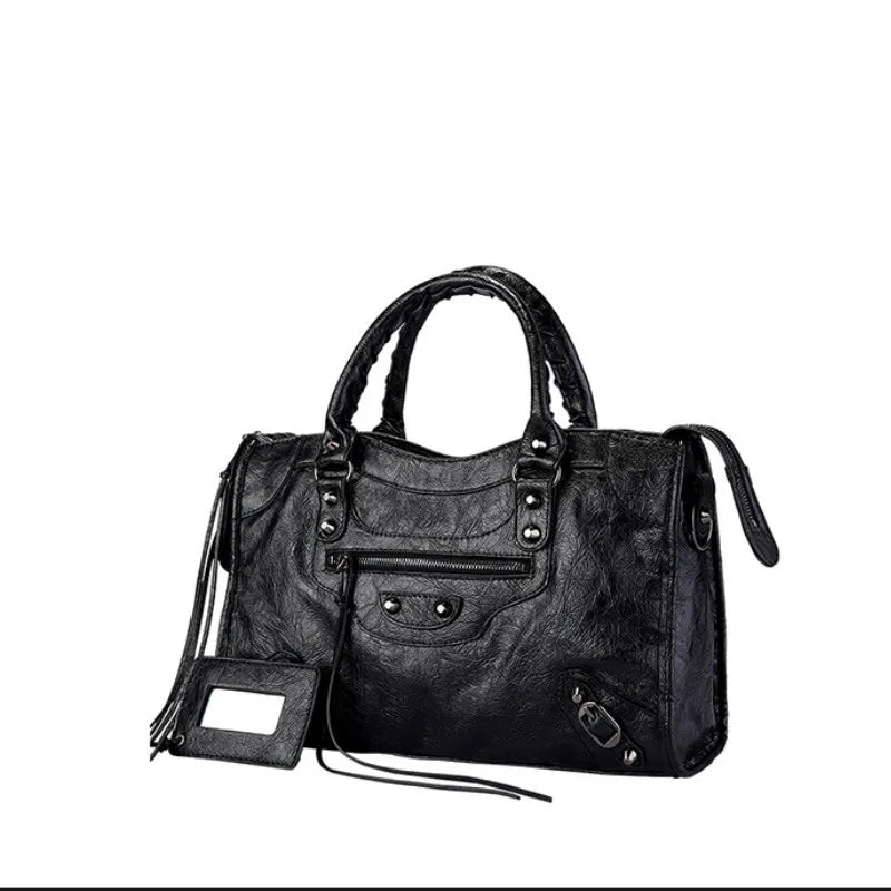 Luxury Designer City Motorcycle Shoulder Tote Bag for Women Large Capacity Autumn Winter Handbag Crossbody Stylish Women's Bag