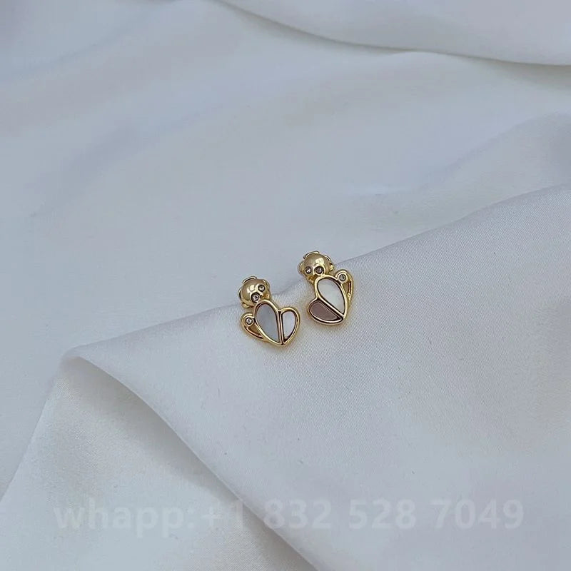 1:1 KS Jewelry Gold Stud Earrings For Women Fashion Jewelry Birthday Gift