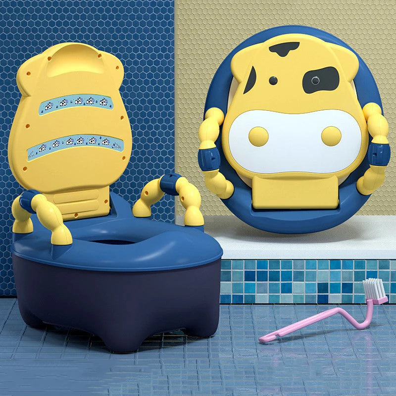 Children's Toilet Baby Potty Urinal Cartoon Cows Design Portable Toilet Seat with Cover Toddler Kids Potty Training Seat