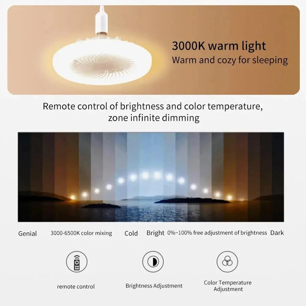 Smart Ceiling Fan Fans With Lights Remote Control Bedroom Decor Ventilator Lamp Air Invisible Blades Silent