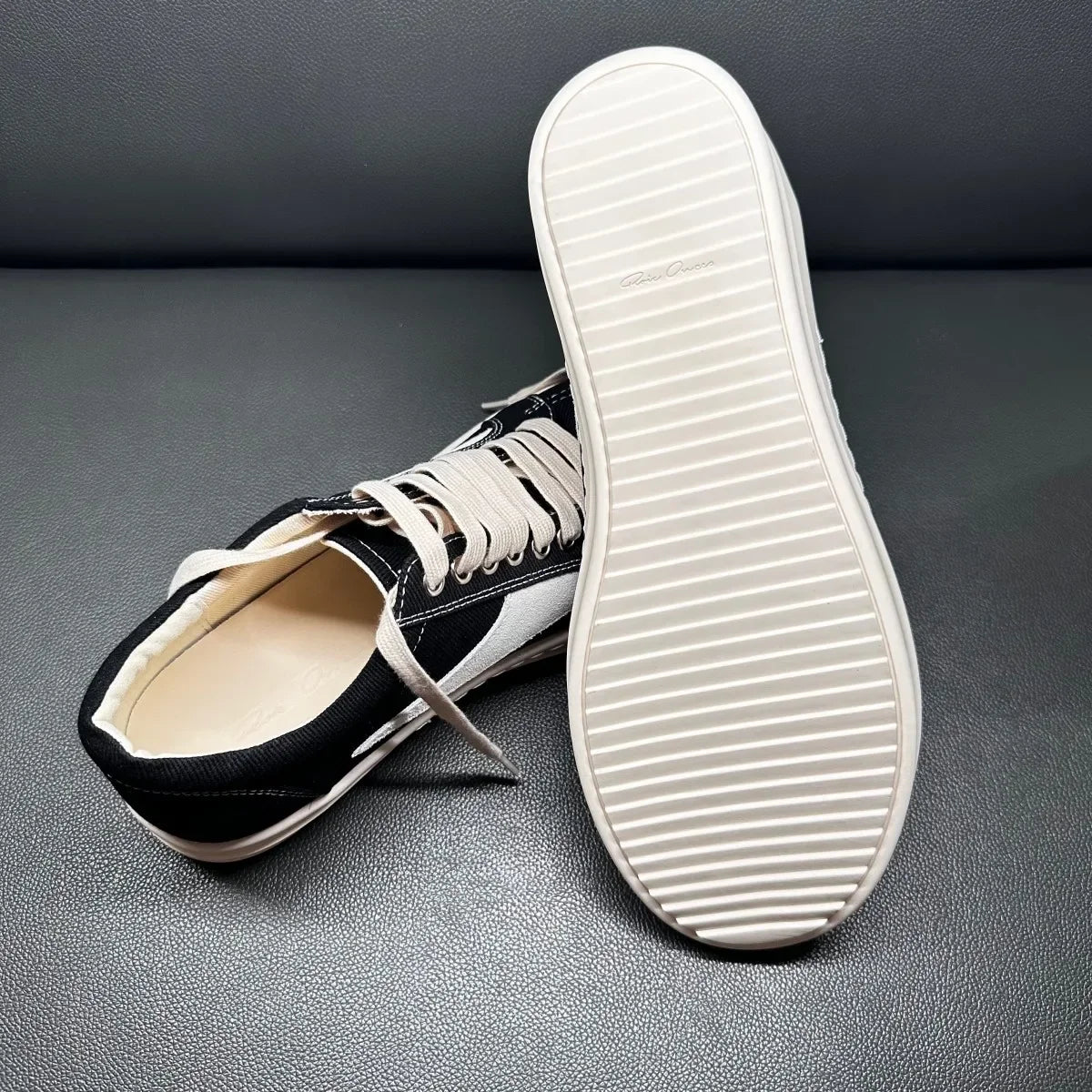 Men Casual Shoe Brand Black Brown Canvas Low Top Shoes High Quality Cowhide Luxury White Leather Sneakers Women Flat Sneaker