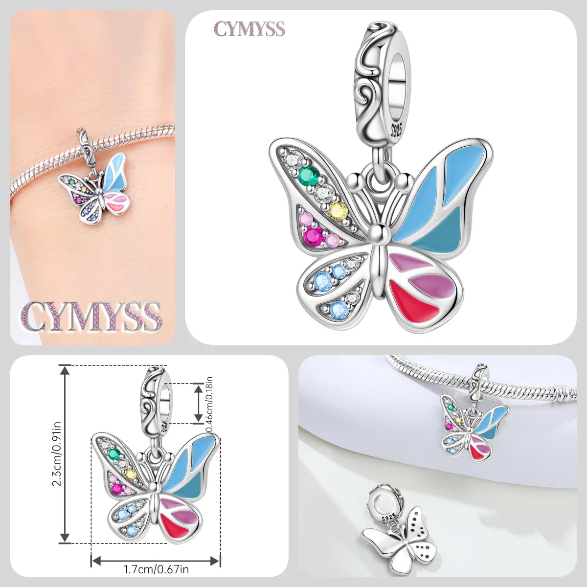 925 Sterling Silver Plated Bee Sunflower Butterfly Charm Pendant Fine Jewelry Women DIY Bracelet Necklace Birthday Party Gift